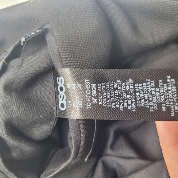 ASOS Black One Button Blazer Jacket Size 2 - Picture 8 of 8